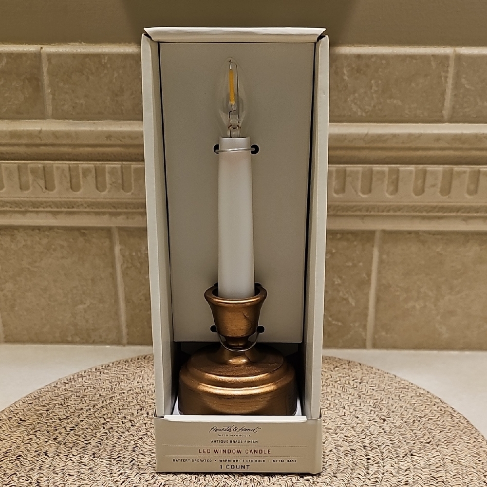 Hearth & Hand Single Candle-Battery Operated With Brass Metallic Base